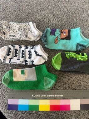 Multiples Kids Low-Cut Socks - Teal, Green, White & Gray